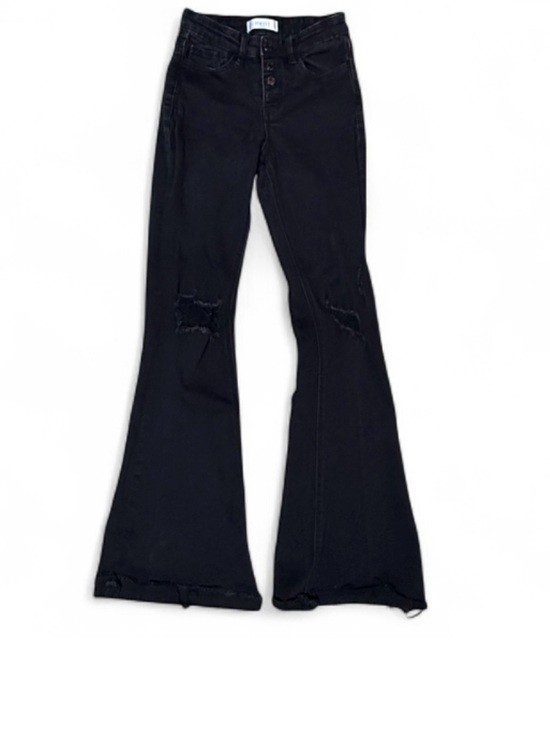 Vervet Denim - Vervet Black High-Rise Flare Jeans Knee Distressed Size 25 Festival Concert Look
